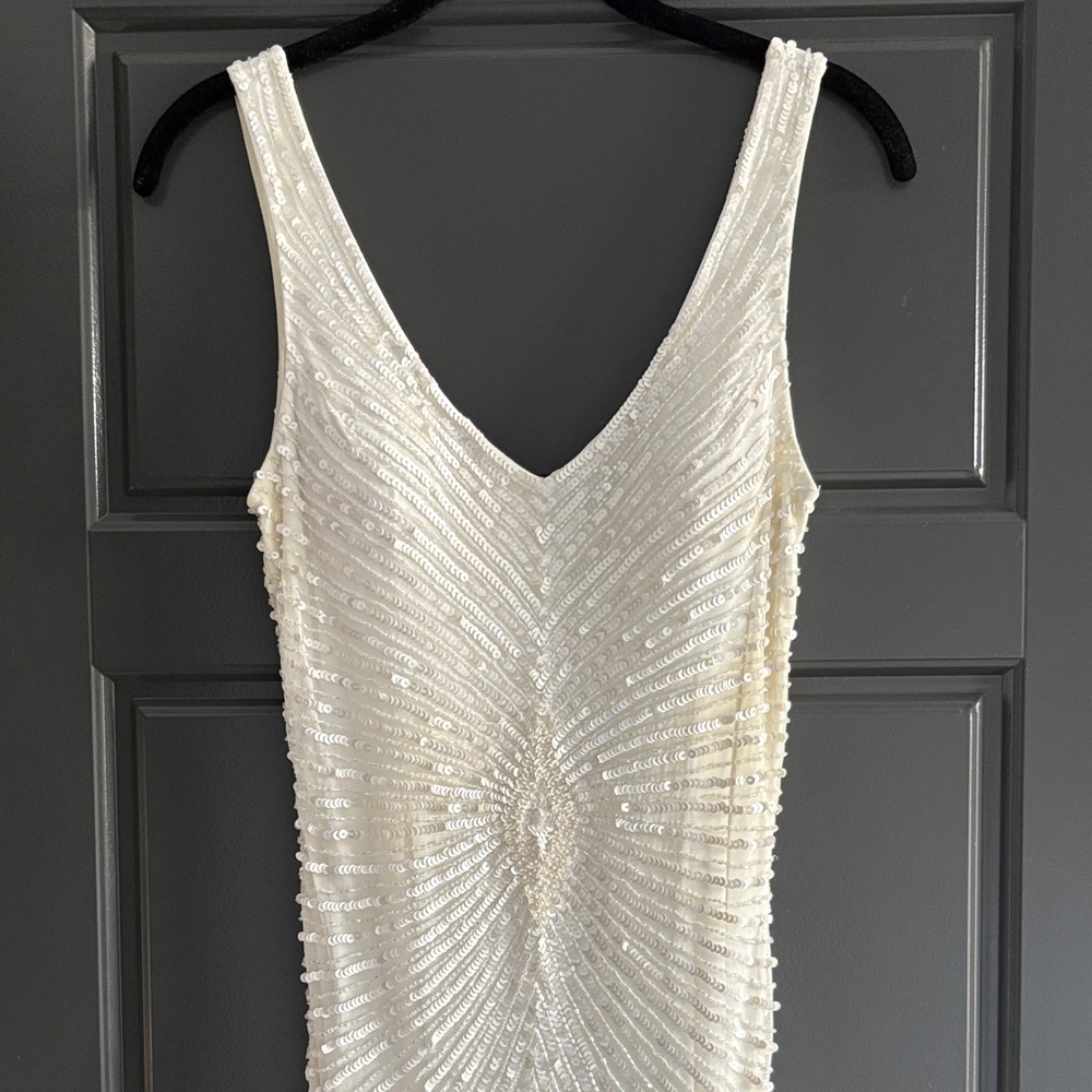 Aidan Mattox Ivory Beaded Gown